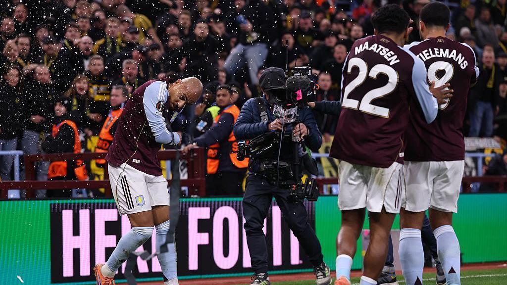 Donyell Malen hit by cup as Aston Villa game halted because of crowd trouble