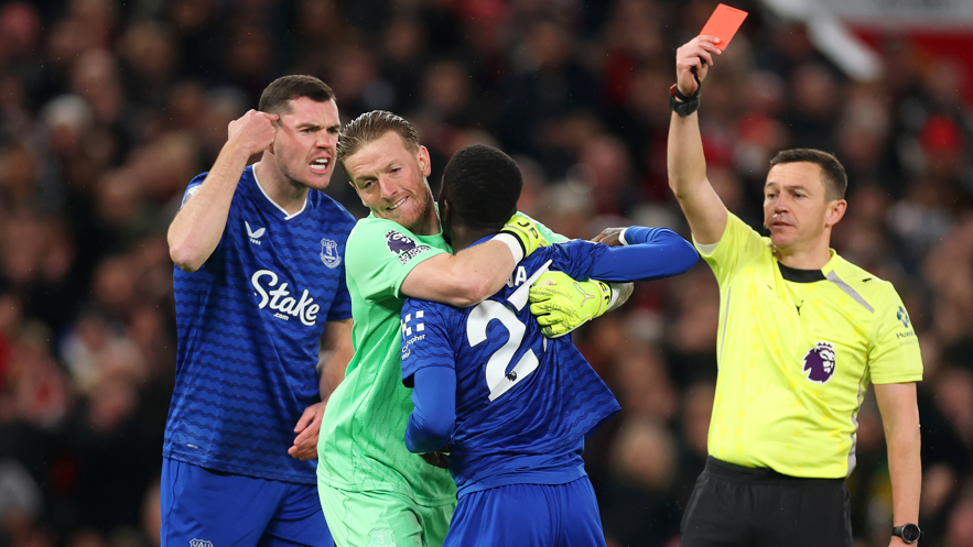 Idrissa Gueye: Everton midfielder sent off for clash with team-mate Michael Keane
