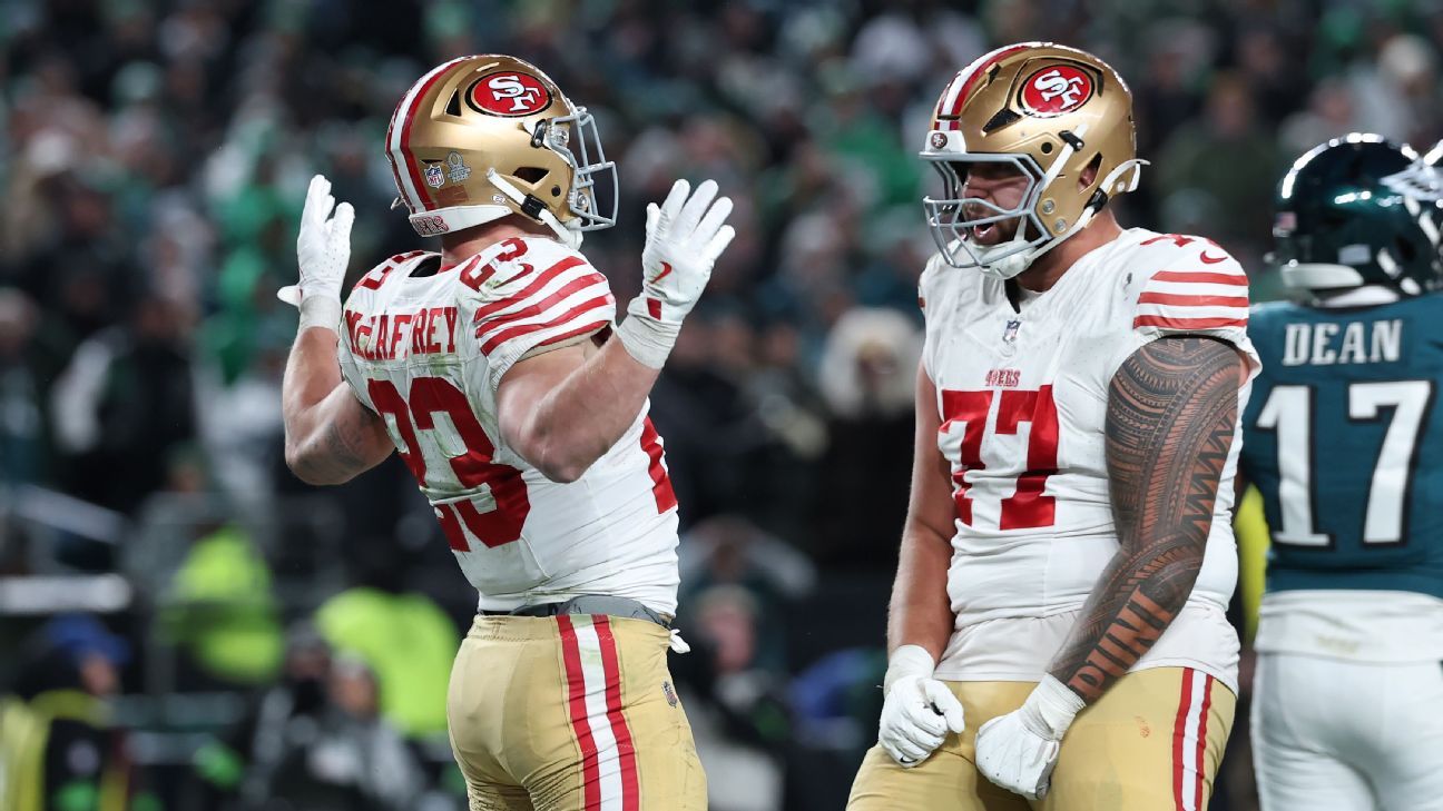 <!-- AI INSTRUCTIONS: Reescribe este título para que sea corto, atractivo y optimizado para SEO con enfoque en apuestas deportivas. -->
49ers oust Eagles, march on behind Purdy, CMC