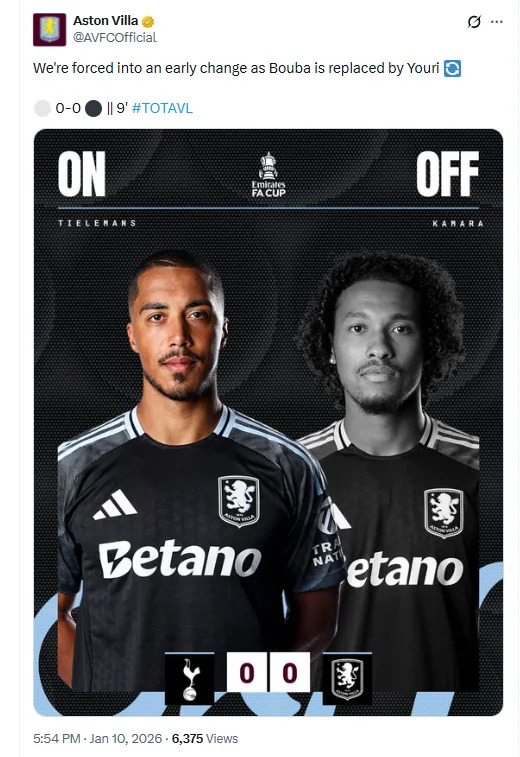 🤕 Villa suffer early key player injury blow against Tottenham