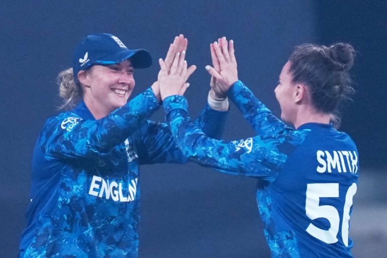 England advances to the semifinals after withstanding India's exciting run pursuit at the World Cup
