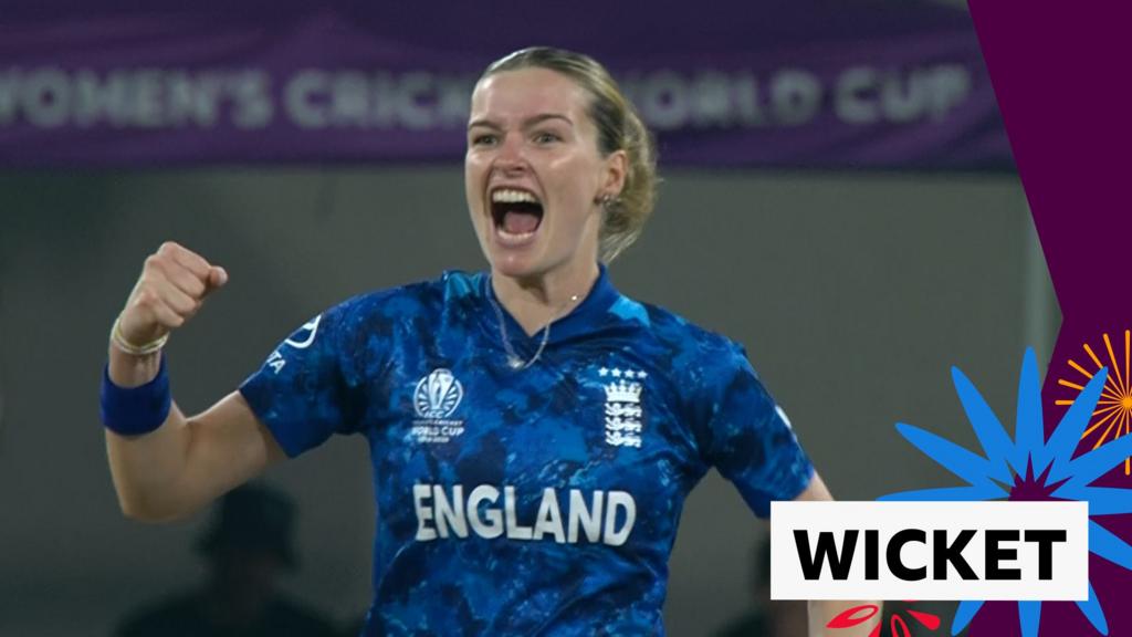 Women's Cricket World Cup: England vs Australia - Lauren Bell delivers a ball to Phoebe Litchfield