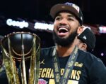 Karl-Anthony Towns celebrates NBA Cup title with Timothée Chalamet, Ben Stiller