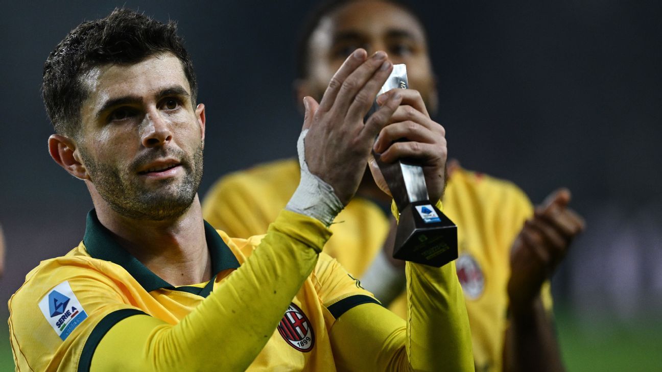 'Truly dead' Pulisic scores 2 as Milan top Serie A