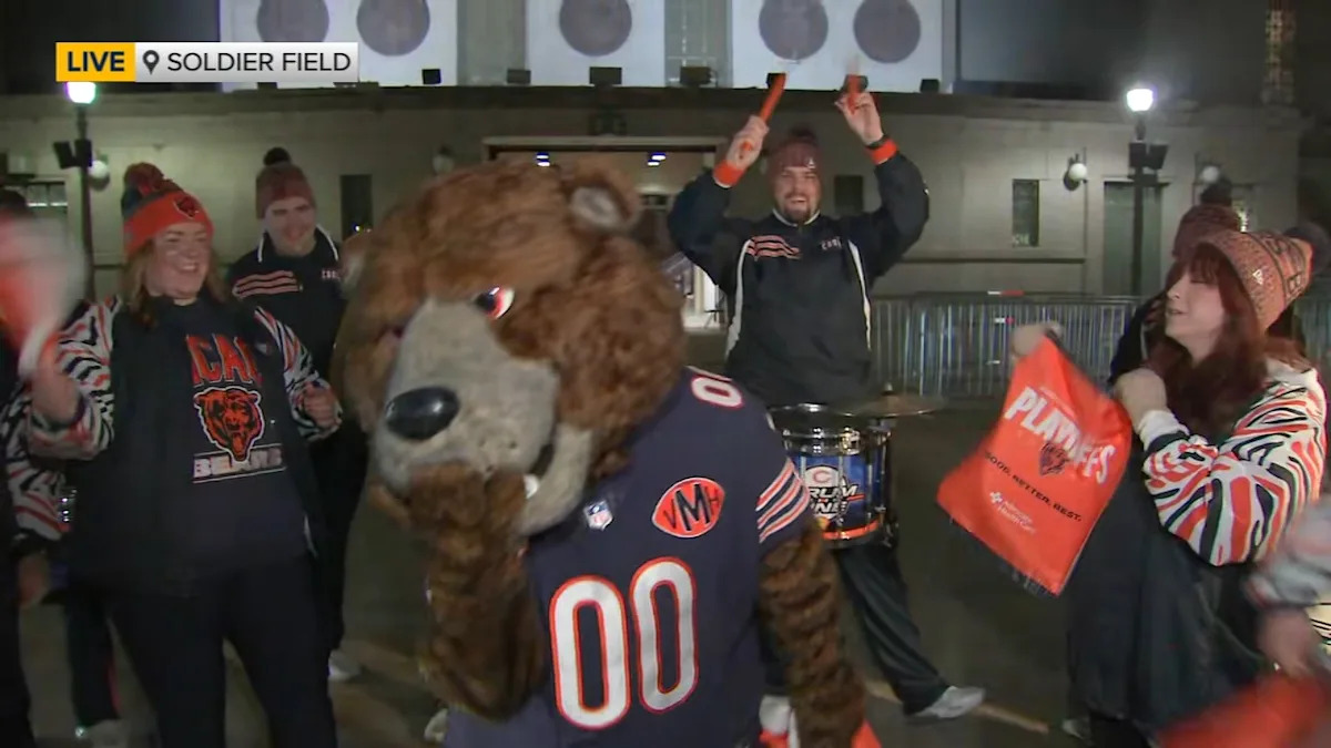 Chicago Bears mascot Staley an, Monster Squad holding Pop-Up City Tour ahead of playoff game