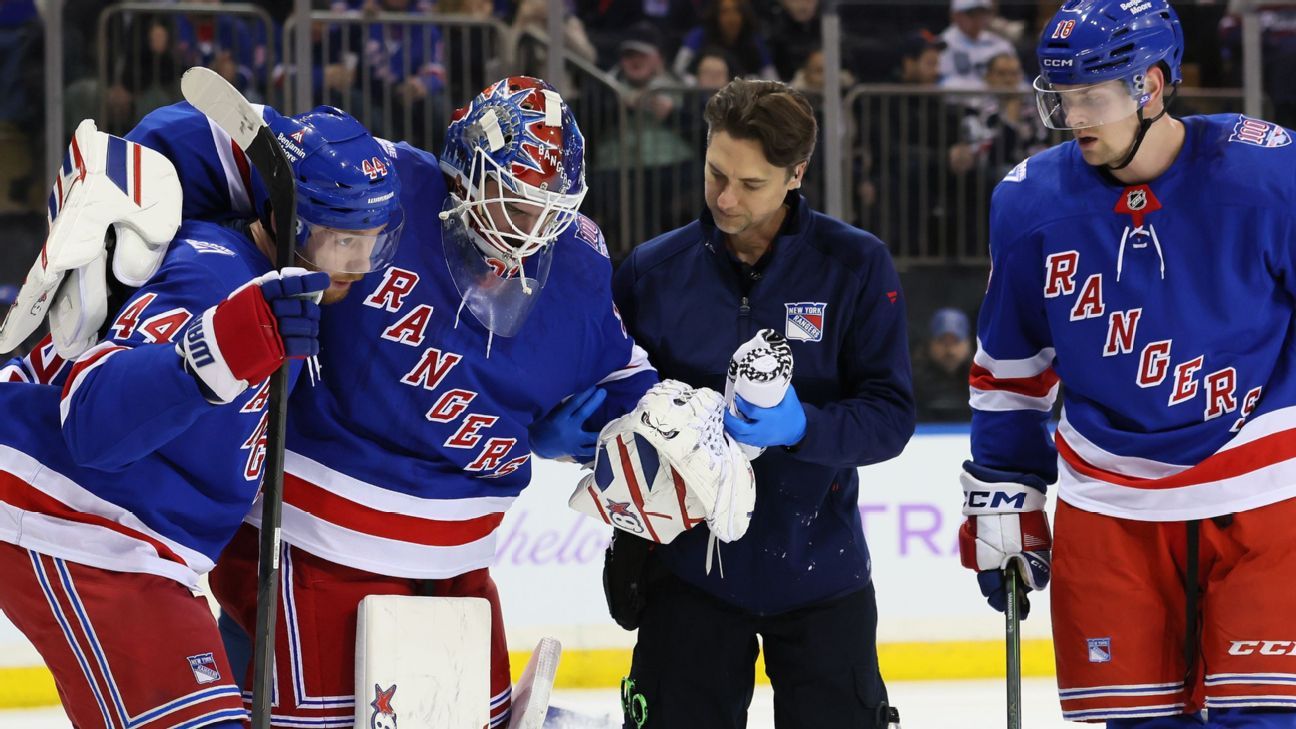 Rangers G Shesterkin exits early with leg injury