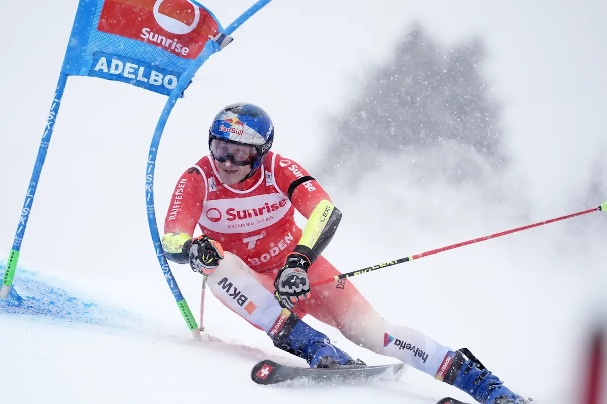 Swiss ski star Odermatt leads World Cup giant slalom seeking record 5th straight win at Adelboden