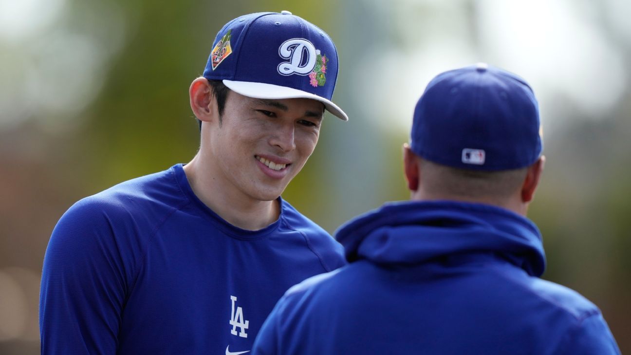 Dodgers’ Sasaki hit hard, struggles in spring debut