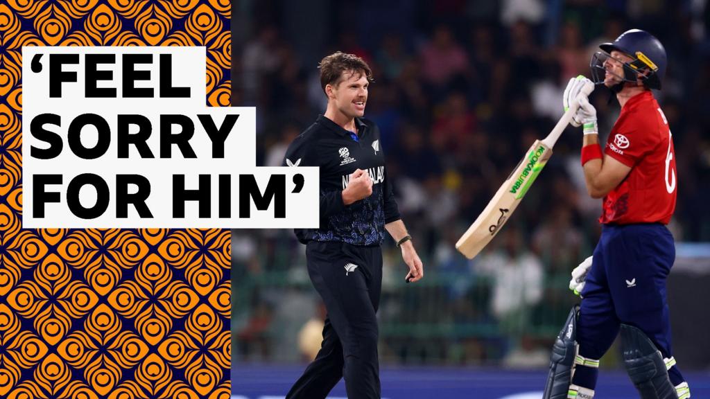 ICC Men’s T20 World Cup: England’s Jos Buttler caught behind against New Zealand for a two-ball duck