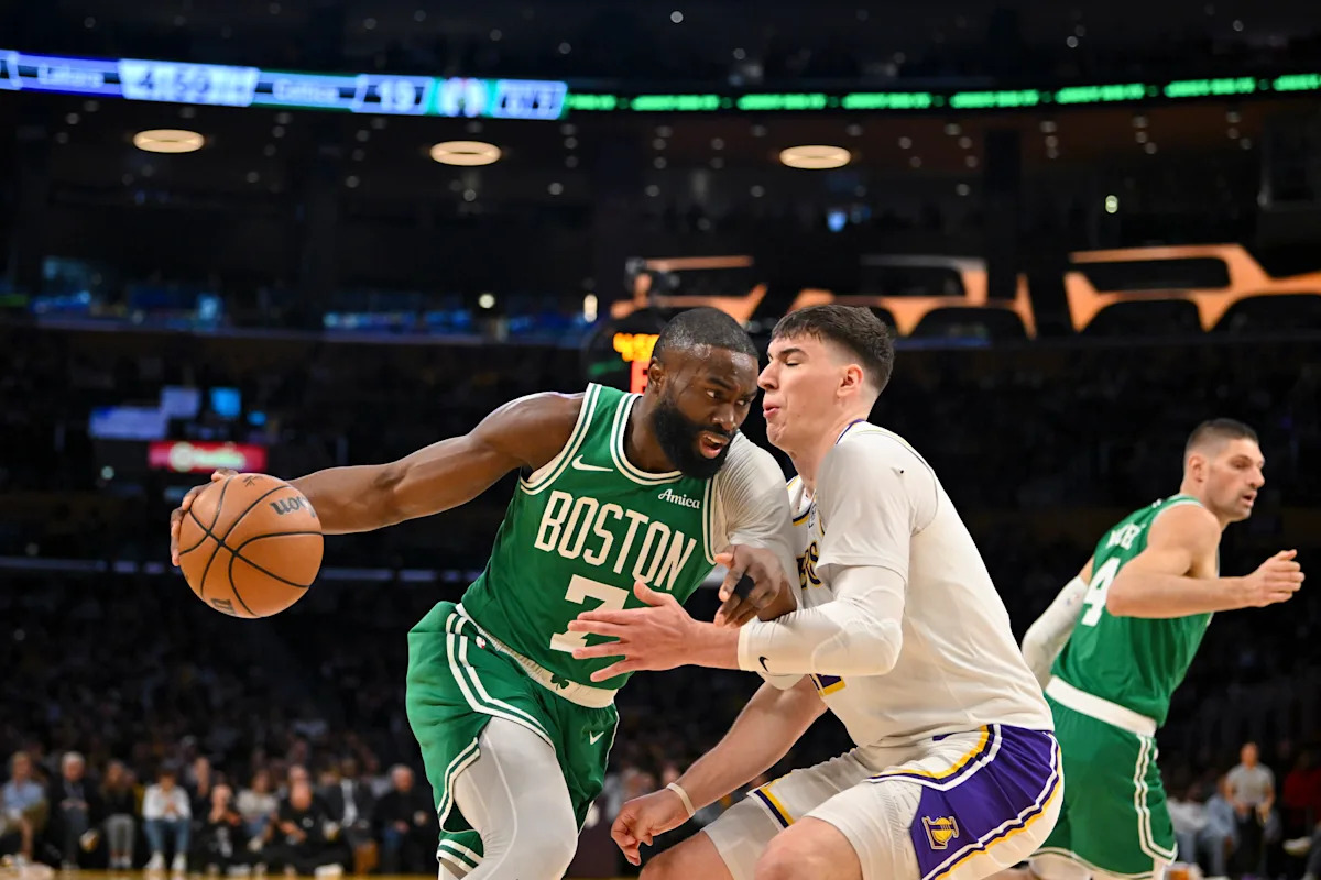 Jaylen Brown, Payton Pritchard lead Celtics past Lakers 111-89 for a season sweep of this rivalry