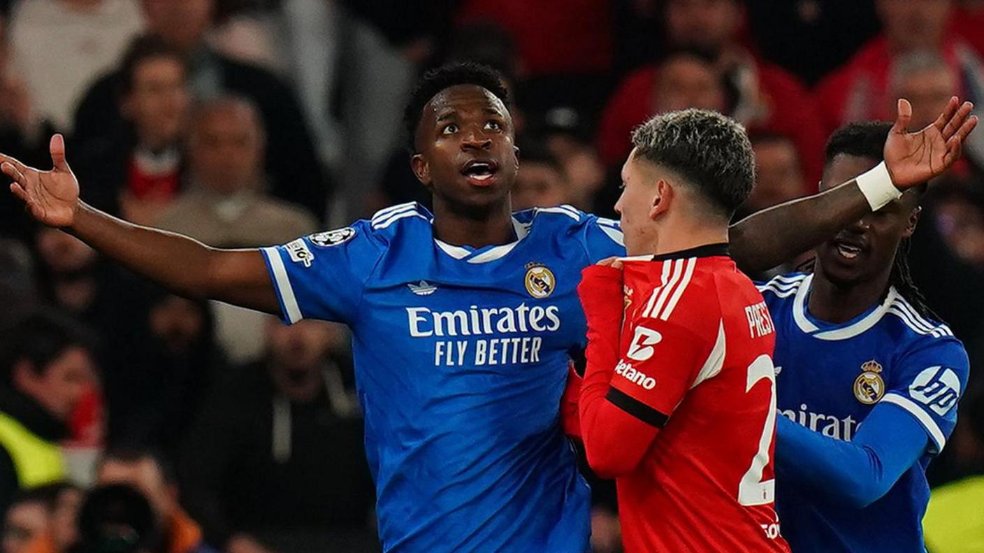 Vinicius Jr: Benfica’s Gianluca Prestianni handed provisional one-match suspension after alleged racist abuse