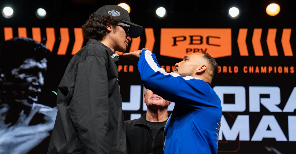 ‘Watch what happens when I hit this man’s chin’: Sebastian Fundora and Keith Thurman trade words in Los Angeles