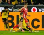 Josip Stanišić fumes over Nico Schlotterbeck tackle during Bayern Munich 3-2 win over Borussia Dortmund